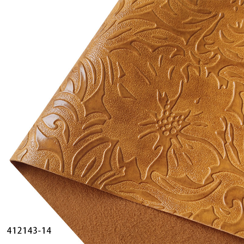 roman carving design pu synthetic artificial leather flowers foil embossed leatherette brown vinyl fabric for bags/wallets/shoes