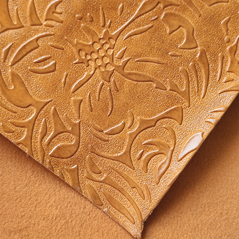 roman carving design pu synthetic artificial leather flowers foil embossed leatherette brown vinyl fabric for bags/wallets/shoes