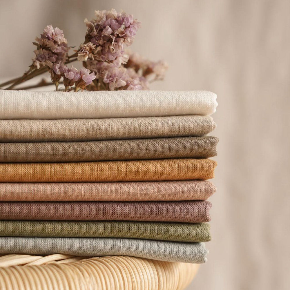 high quality 100% organic linen fabric twill style natural plain clothing for shirt